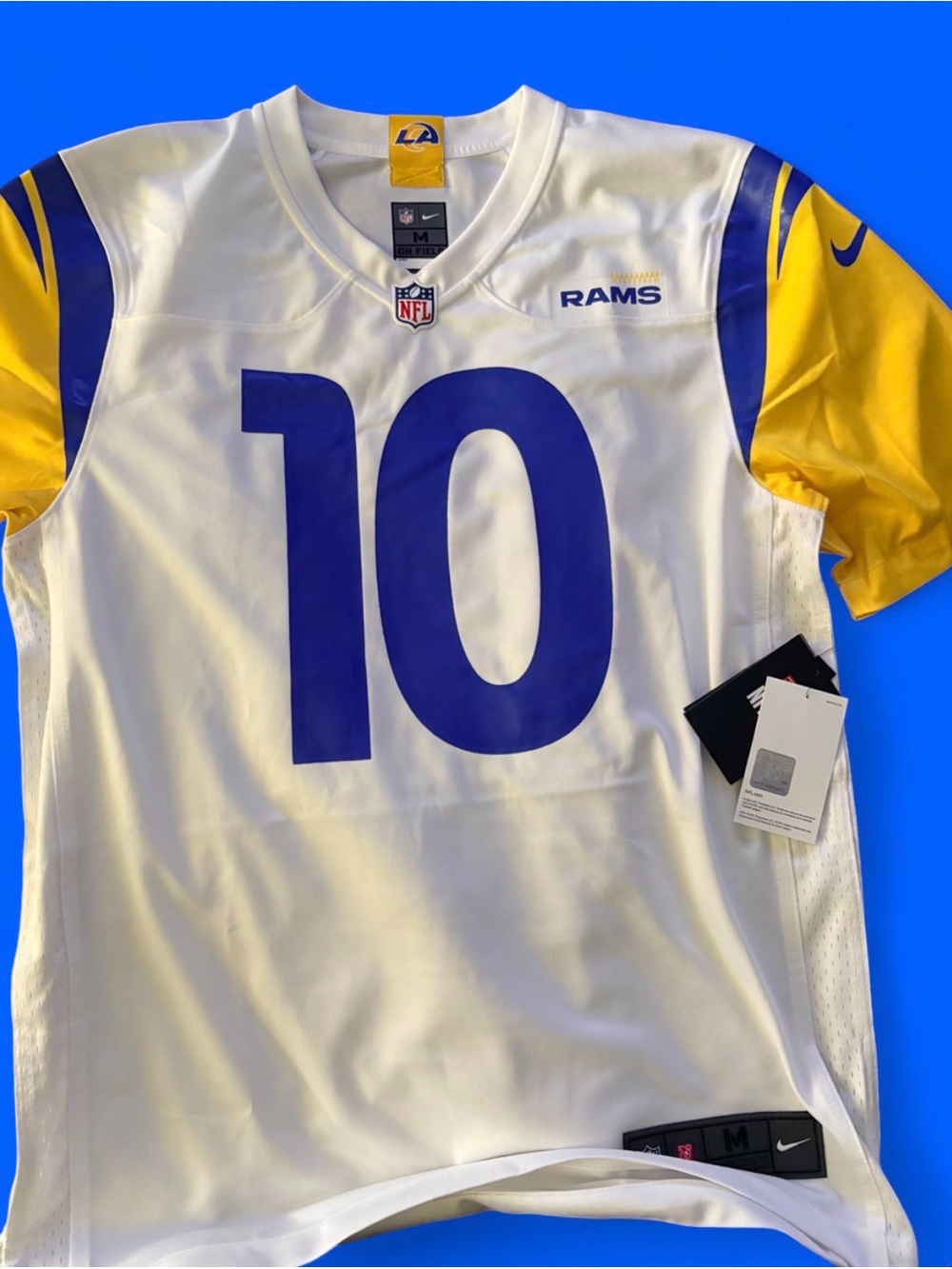 Nike White, Royal Blue & Gold Rams #10 Jersey
